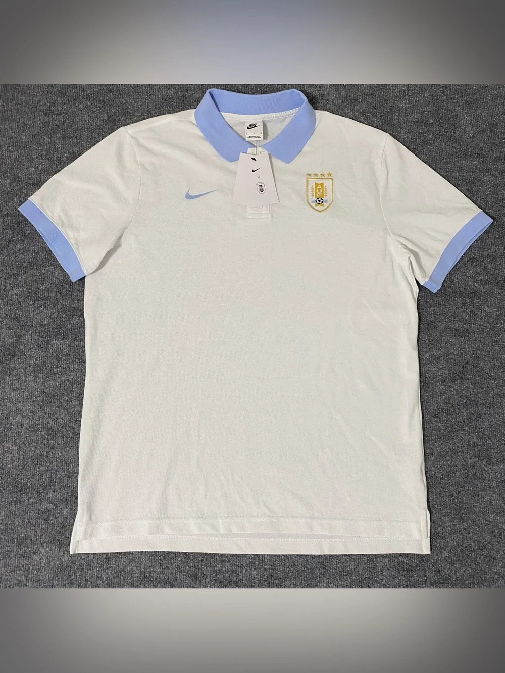 Nike Uruguay National Team White Polo Soccer AUF Men’s Large NWT